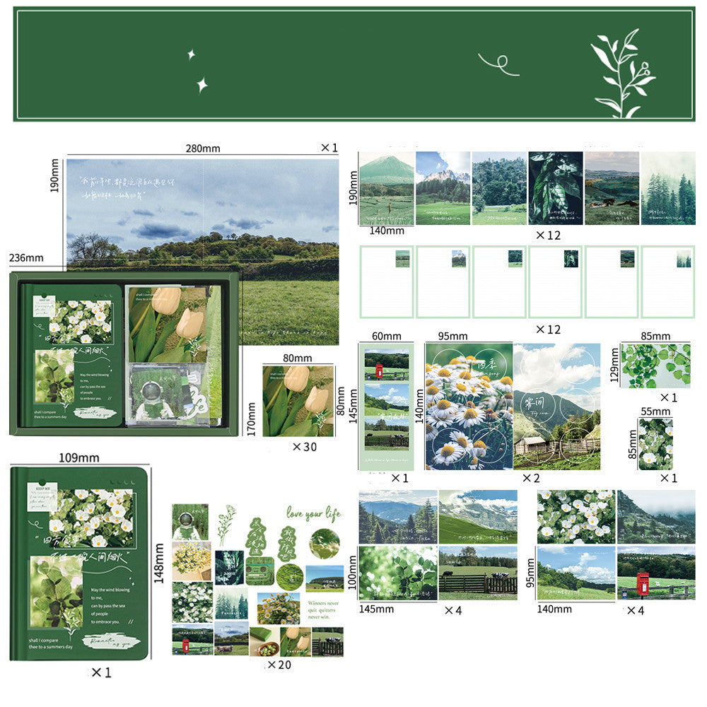 Retro-Geschenkbox 155-teilige Set Ins Geschenkbox Notebook Taper Sticker Set