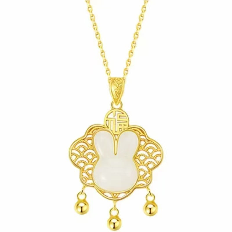 Jade Hare Lock of Good Wishes Necklace