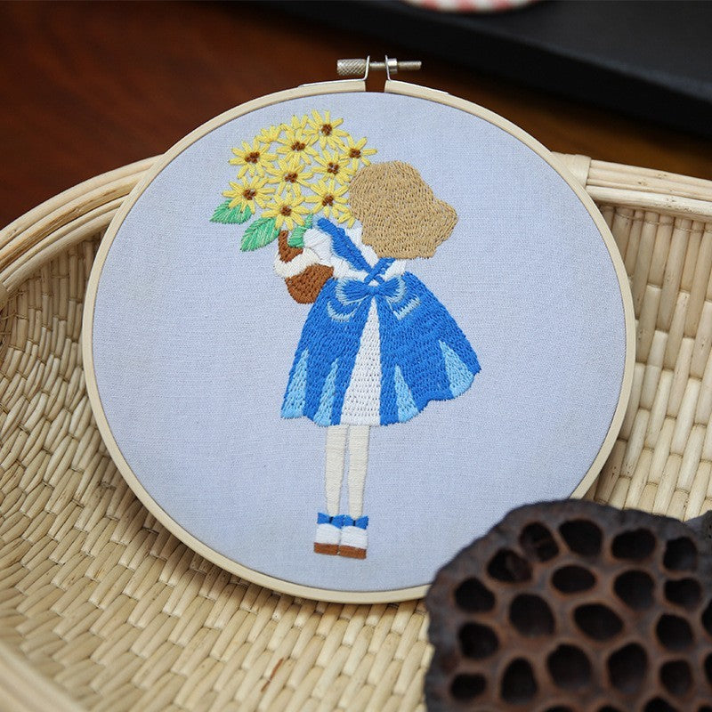 Flower Girl 3D Embroidery Material Package Hanging Painting Decoration-6