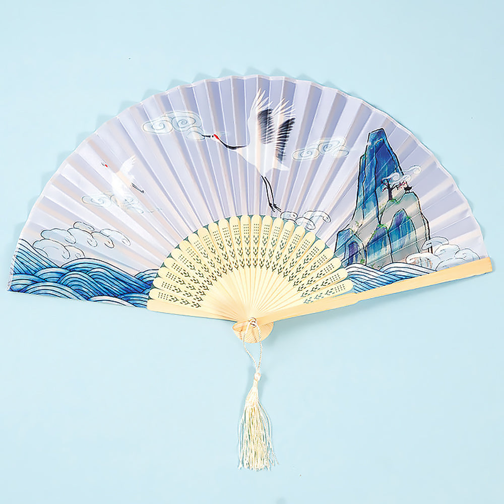 Chinese Style Women's Tasseled Portable Cheongsam Folding Fan-8