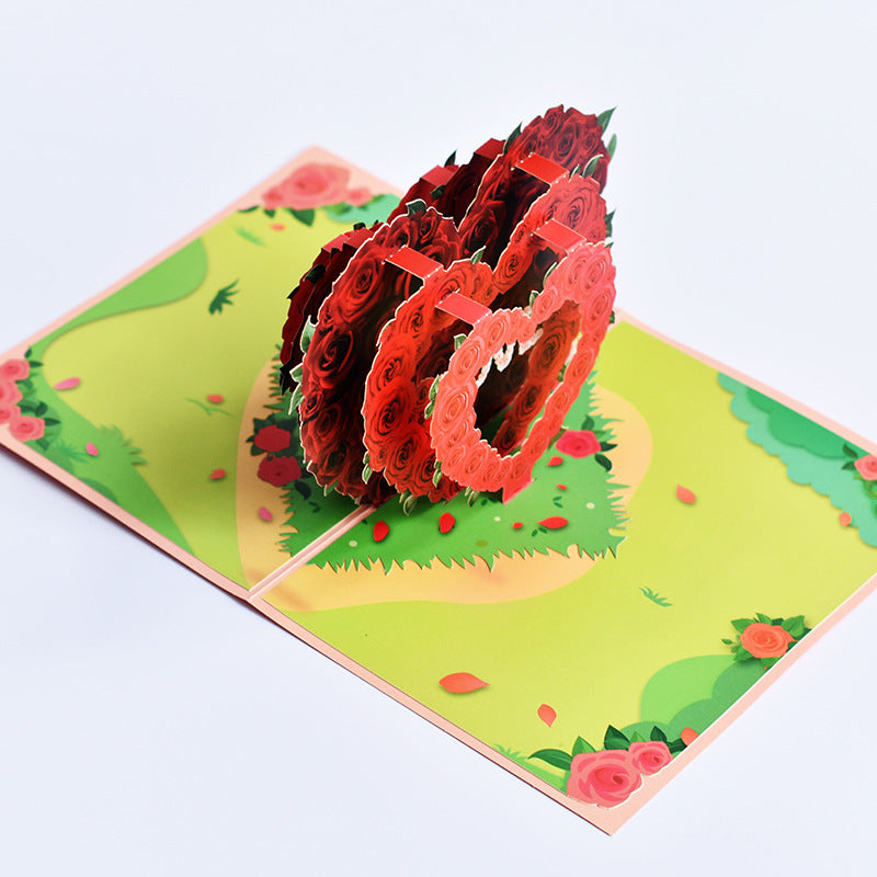 3D Pop-Up Cards Flowers Birthday Card Anniversary Gifts Postcard