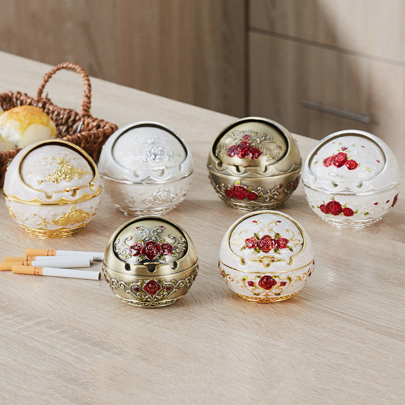 Kreativer Zinklegierung sphärischer Aschenbecher mit Deckel