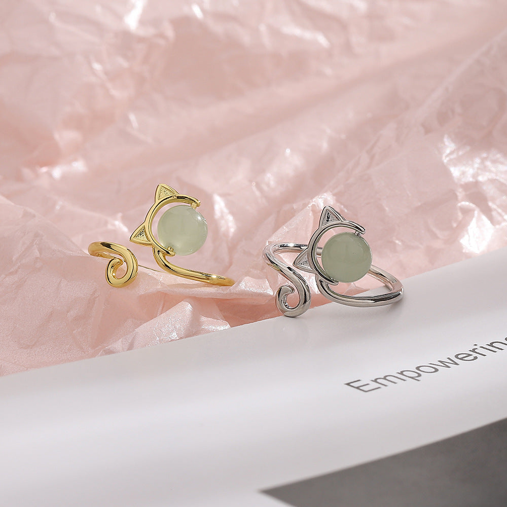 Trendiger hochwertiger Katzenring einfacher Jadering