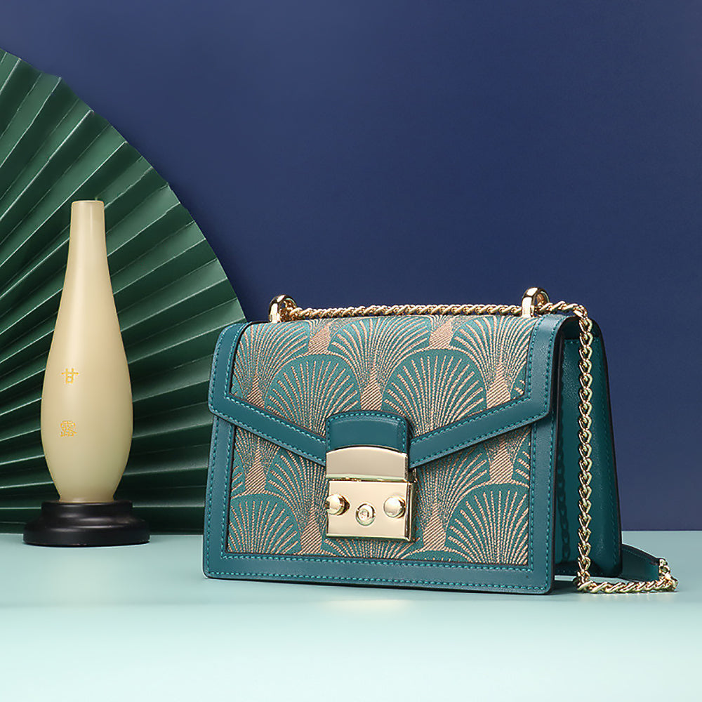 Embroidered Genuine Leather Handbag Chinese Style Purse-1