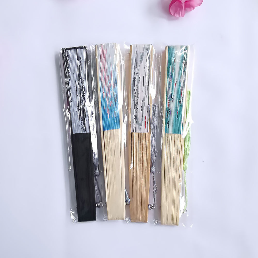 Floral Patterns with Tassel Portable Bamboo Silk Folding Fan-2