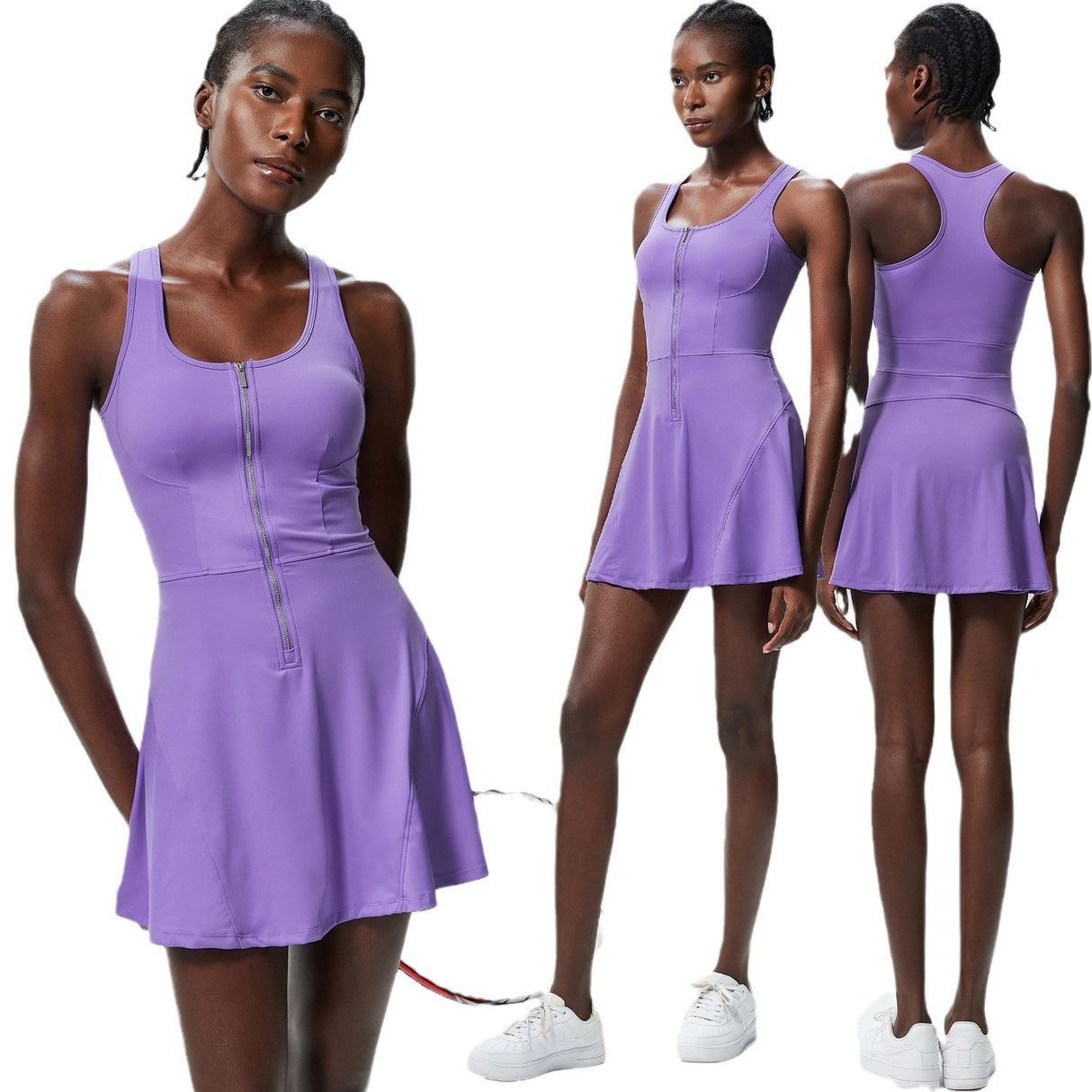 Women Zipper Sports Tennis Skirt Dress