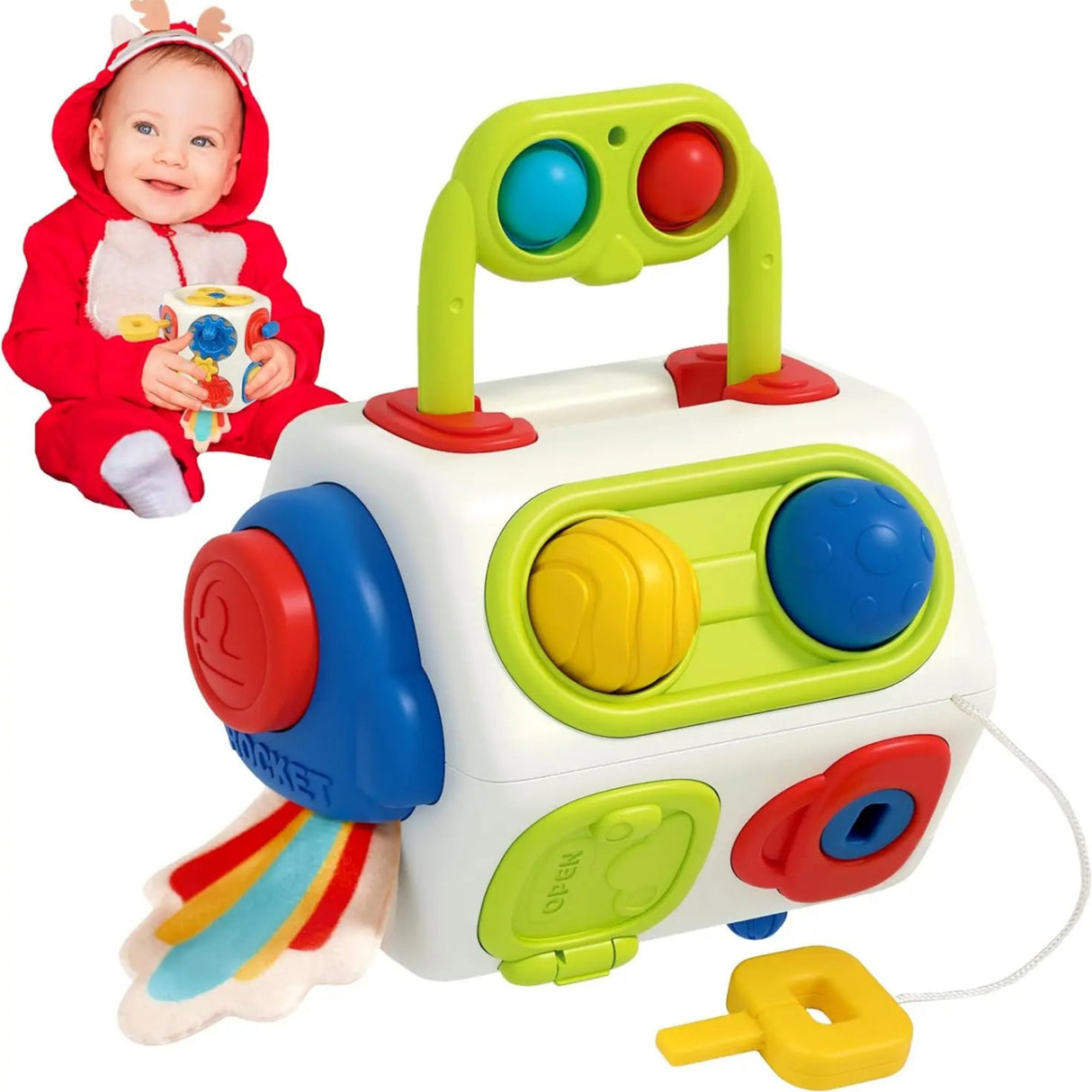 9 In 1 Beschäftigt Cube Montessori Sensorischen Spielzeug für Kleinkinder Fidget Board Lernen Spielzeug