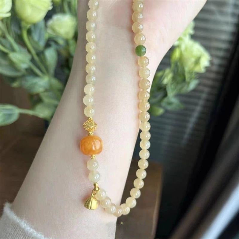 Handmade Double Layer Beaded Bracelet with Gemstone Accents-2