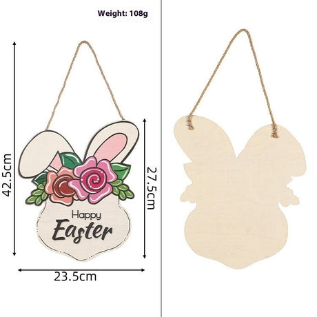 Easter Decoration Cute Cartoon Rabbit Wooden Decoration