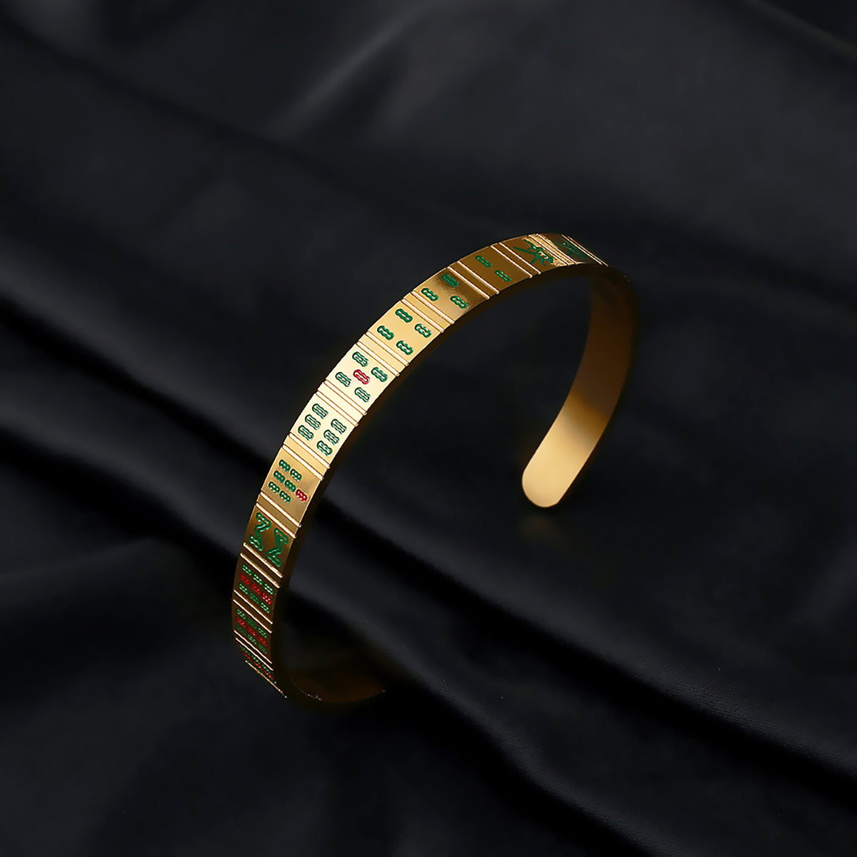 Titanium Steel Mahjong Bracelet Adjustable Cuff Bracelet-3