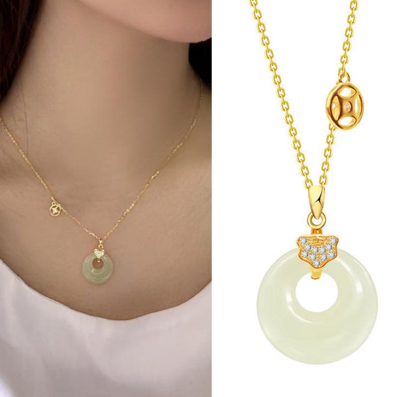 520 Geschenk New Hetian Jade Halskette Frau 925 Silber