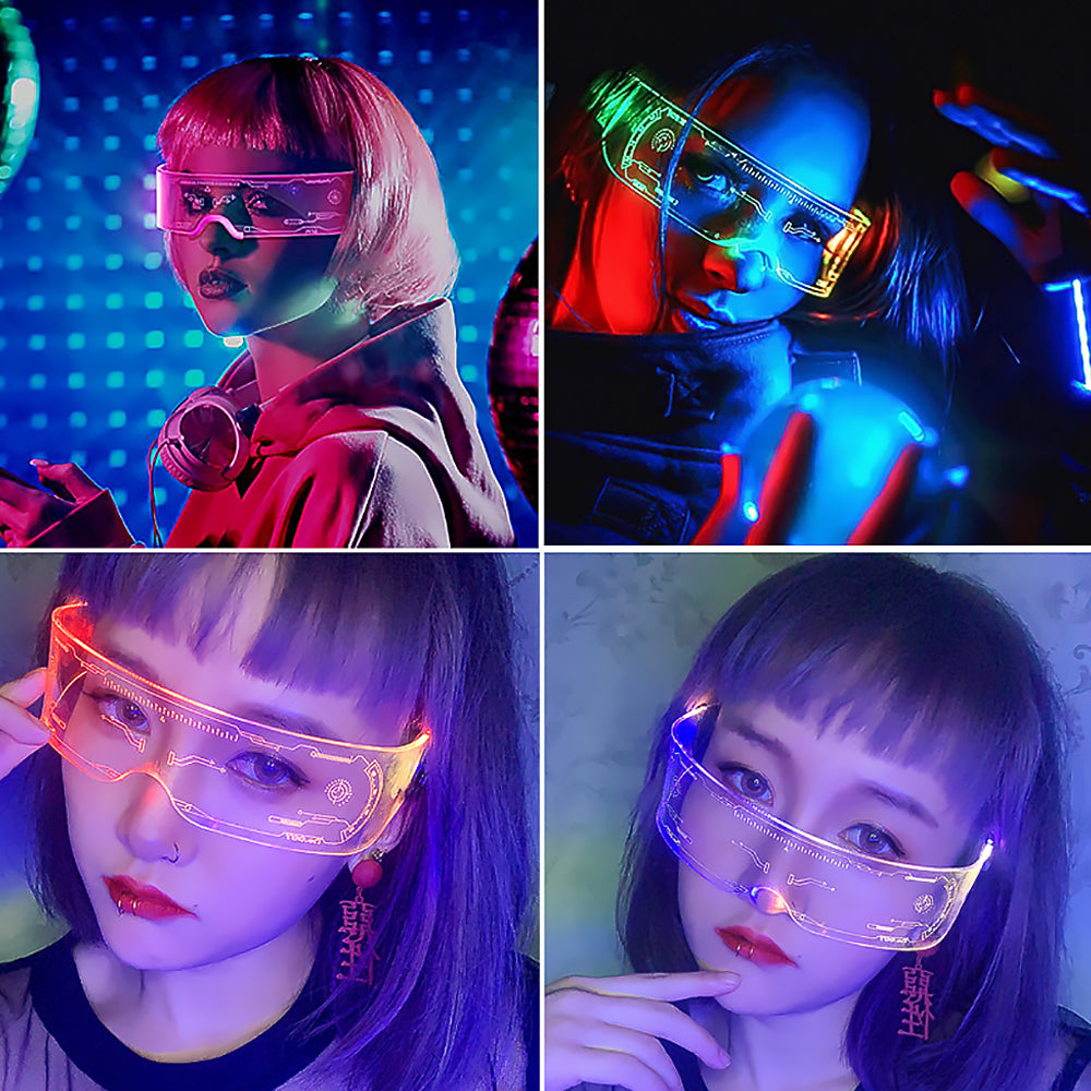 LED Luminous Futuristic Glasses Rave Party Festival Goggles-5