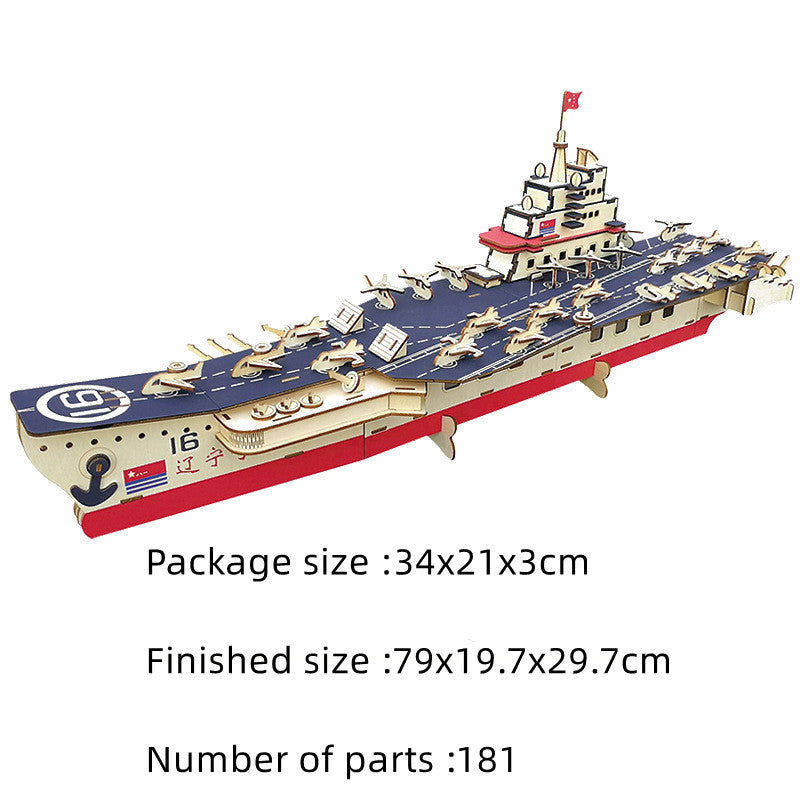 Wooden Model of Assembled Military Ship