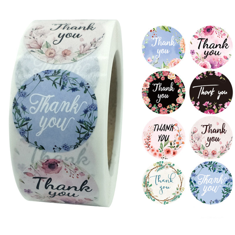 Gift Wrap Thank You Sticker Floral Wedding Gift Decoration