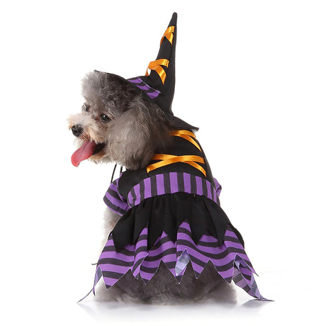 Halloween Witch Pet Costume Purple Dress for Dogs and Cats-2