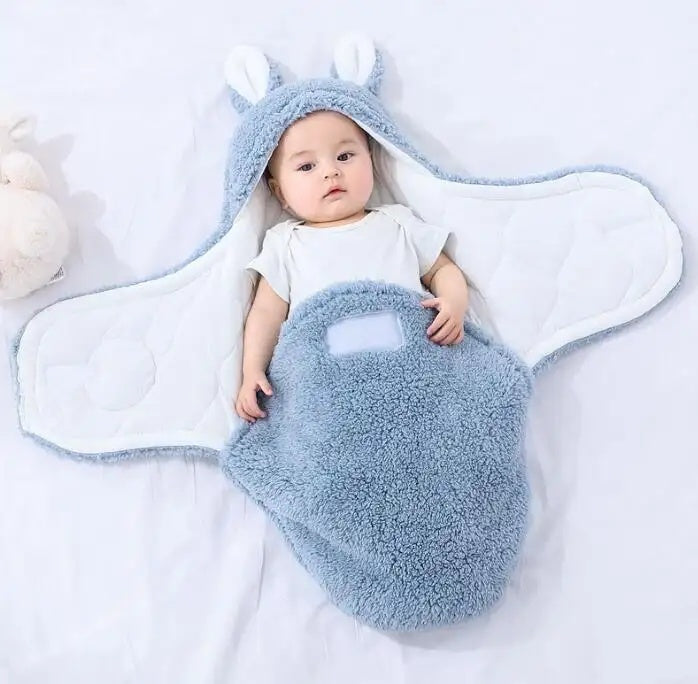 Super Soft Baby Sleeping Bag Fluffy Fleece Swaddle Blankets Unisex Baby Wrap
