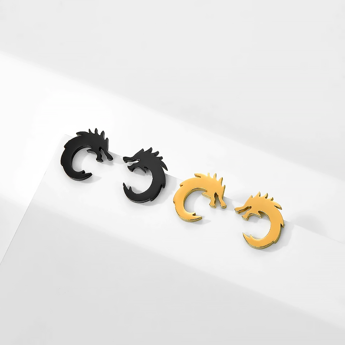 Mini Chinese Dragon Earrings Women's Titanium Steel