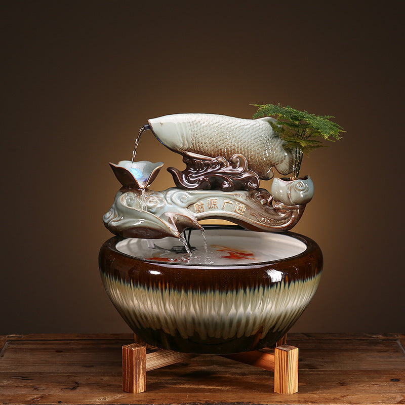 Keramikbrunnen ziehen Wohlstandsdekoration Haushaltsbefeuchter an