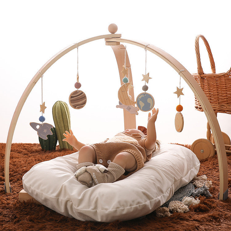 Newborn Baby Rattles Wooden Triangle Rack Bed Bell Baby Crib Toy