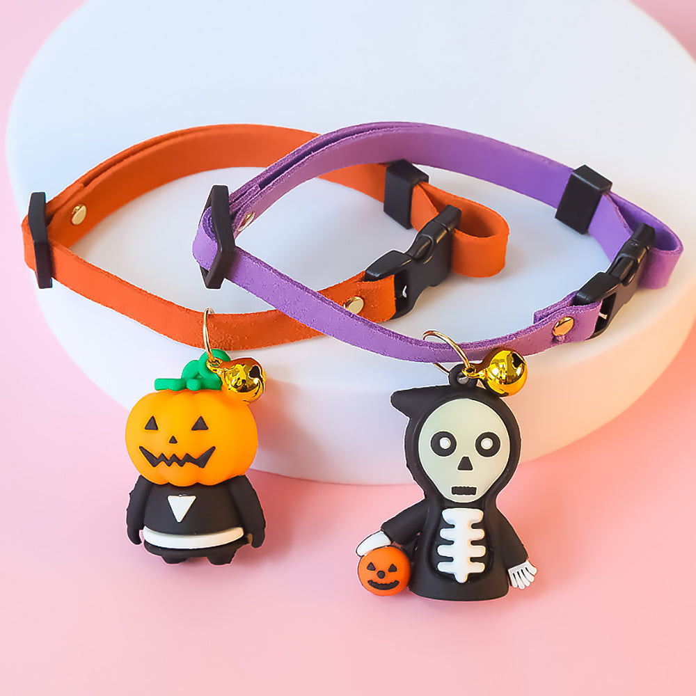 Halloween Pet Collar Decoration Pumpkin & Glow Skull Design-1