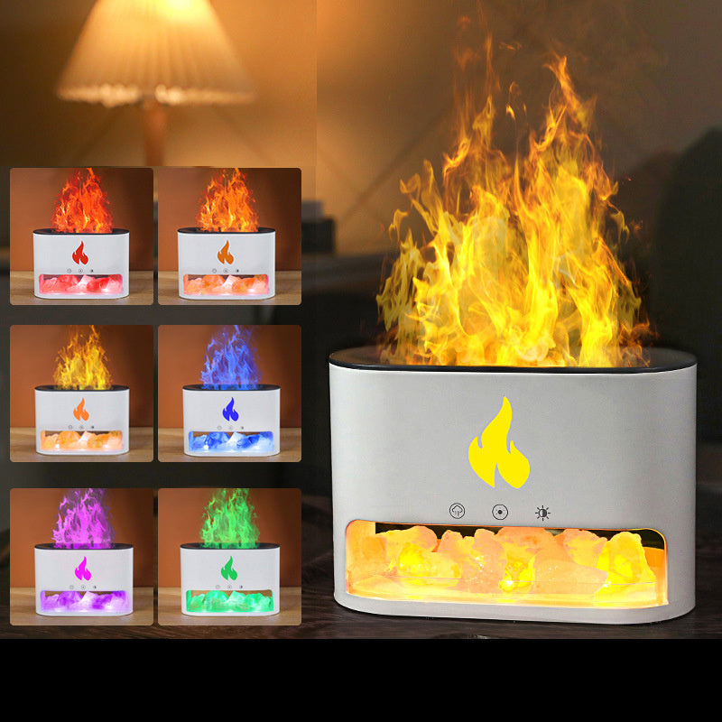 New Flame Humidifier Aromatherapy Machine Crystal Salt Stone Colorful Atmosphere Lamp