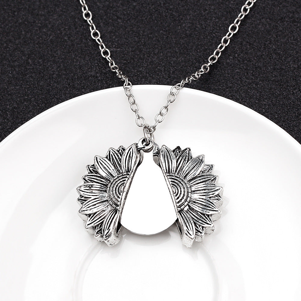 Personalized Engrave Name Date Sun Flower Necklace Fashion Custom Jewelry Gifts