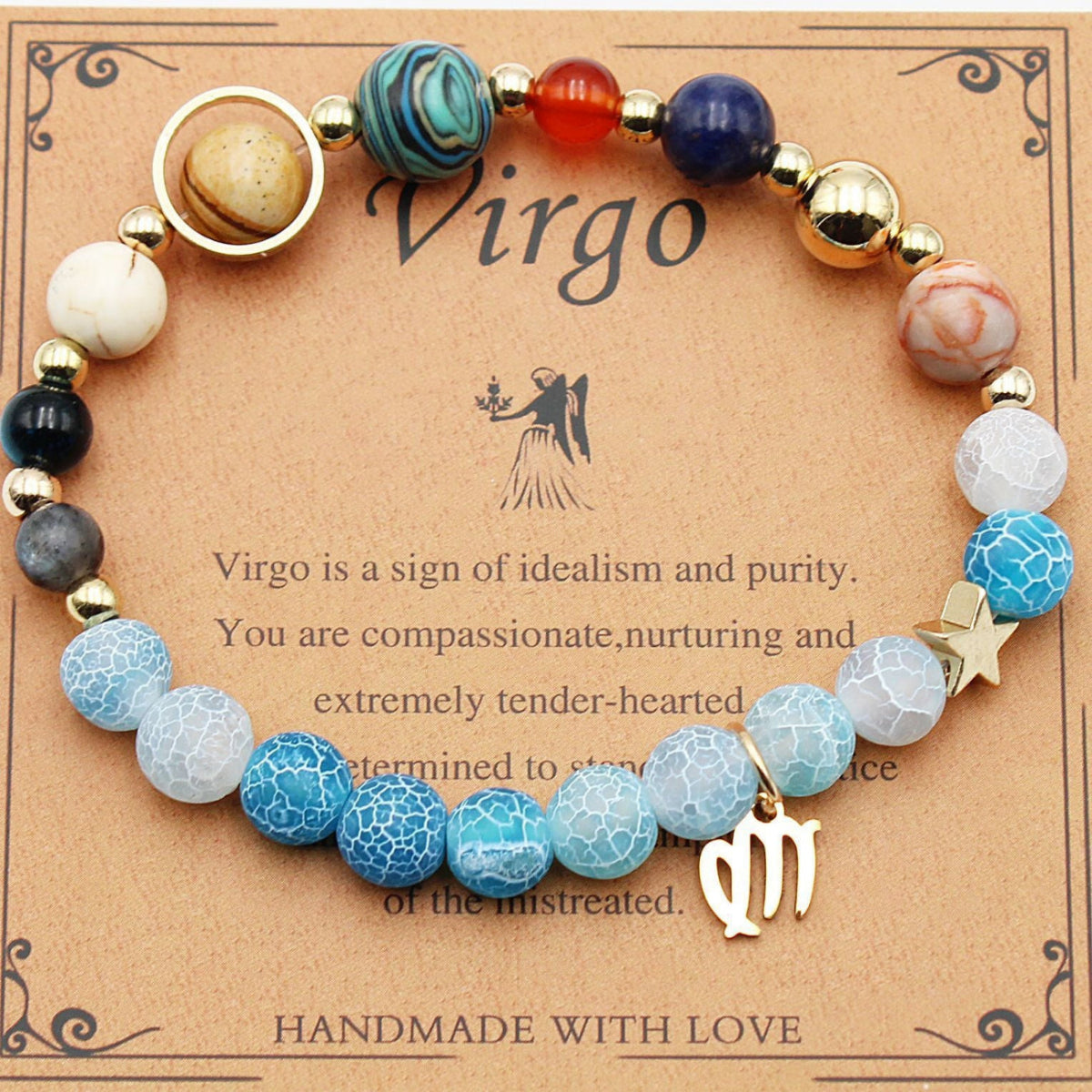 Zodiac Bracelet with Natural Agate & Shoushan Stone 12 Constellations-37