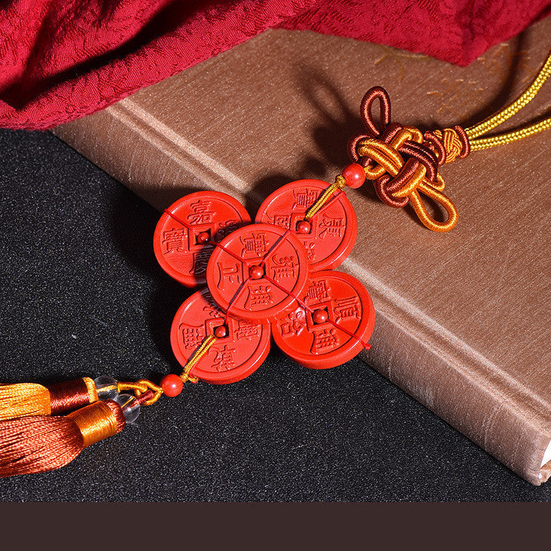 Roherz lila Gold Sand -Qing -Dynastie Fünf Kaiser -Münzen Auto Innenausstattung Anhänger