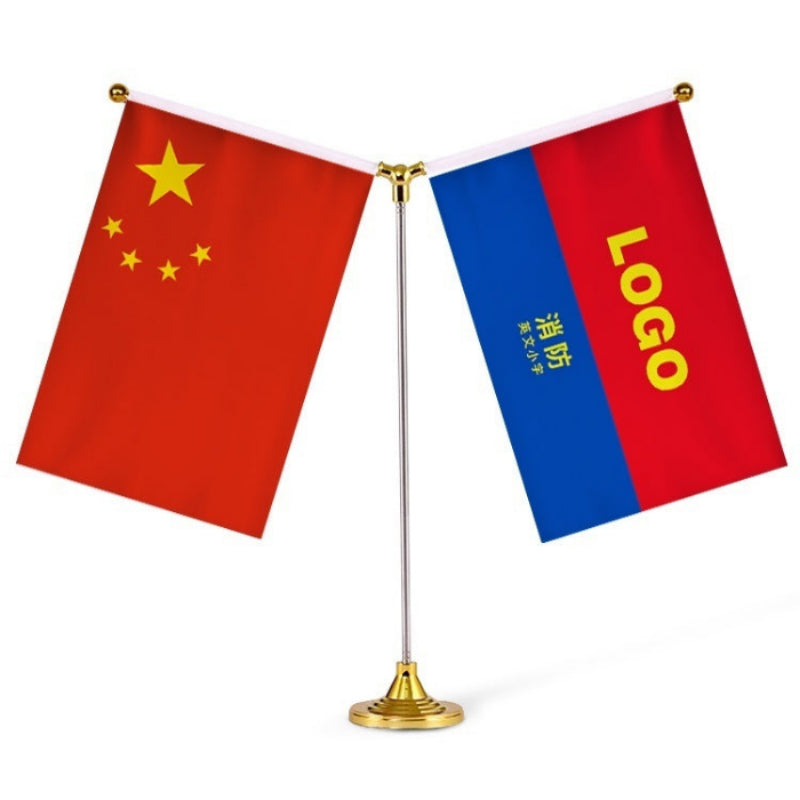 Customized Flag Single Pole Table Flag Desktop Y-shaped Crystal Decoration