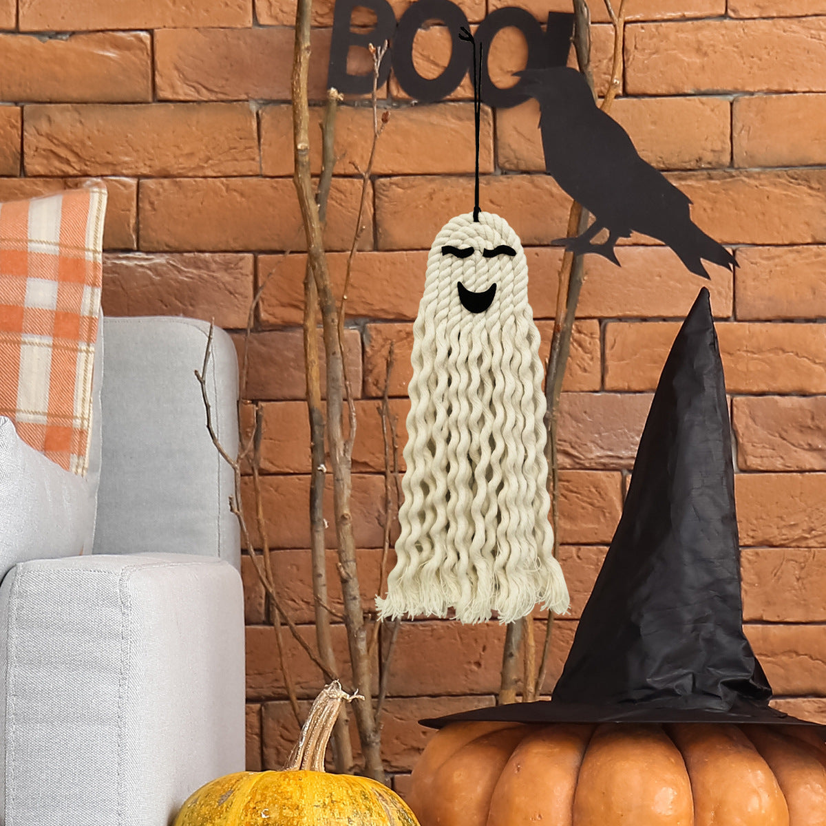 Cute Halloween Hanging Ghost Decoration Polyester Ornament-3