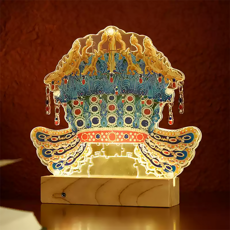 Acrylic Phoenix Crown Night Light Puzzle with Wooden Base-video