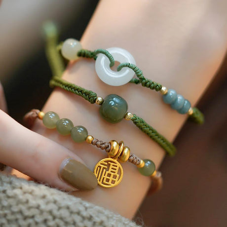 Natural Hetian Jade Blessing Bracelet Women Vintage Lucky Charm-video