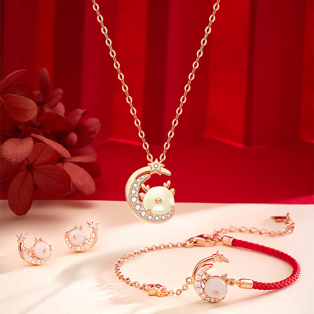 Sterling Silver Jade Dragon Necklace Zodiac Jewelry for Women-video