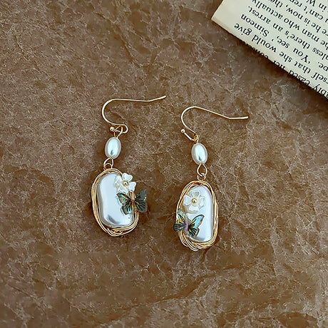 Chinese Butterfly Flower Baroque Pearl Earrings Anniversary Gifts-video