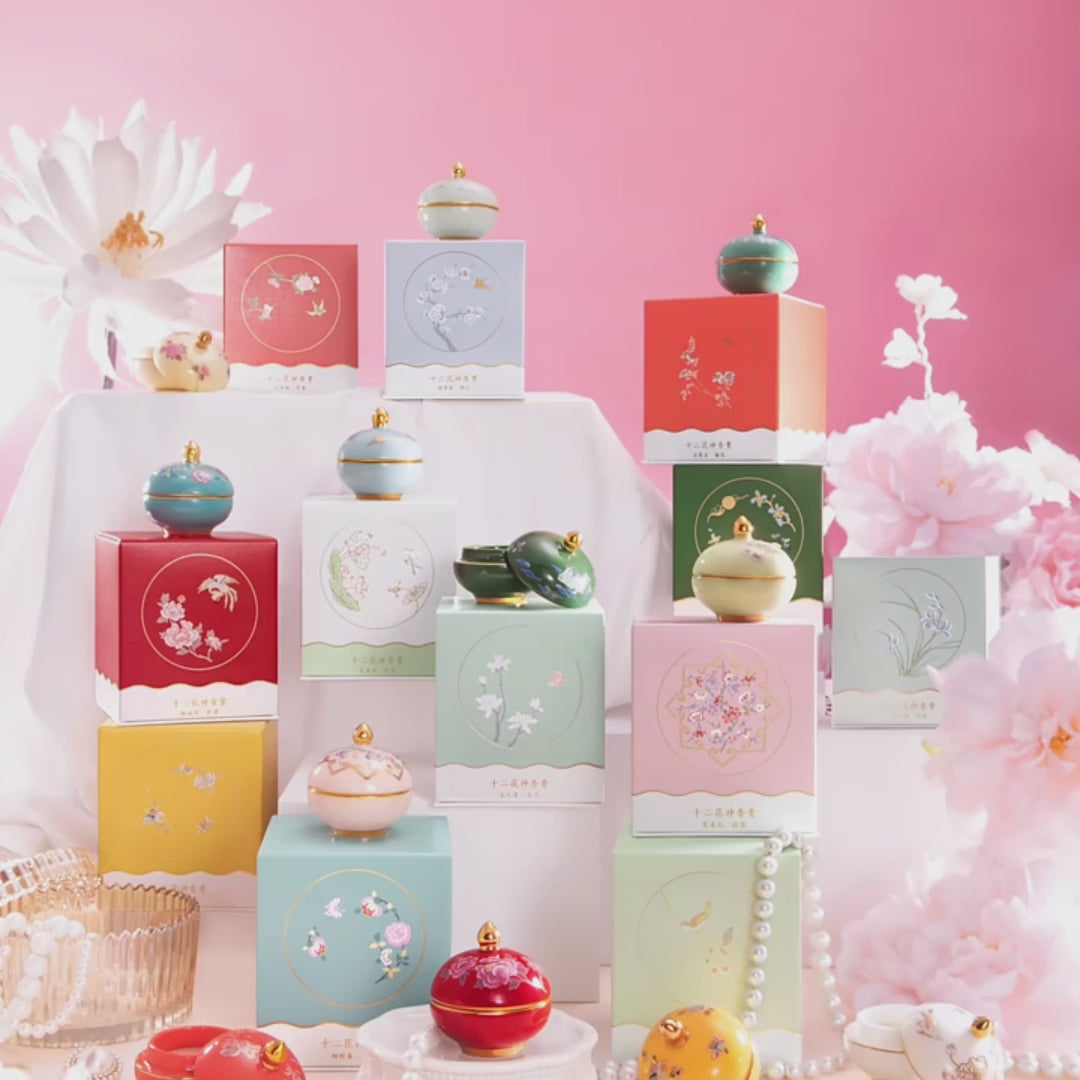 Twelve Flower Gods Solid Perfume Chinese Floral Balm Gift-video