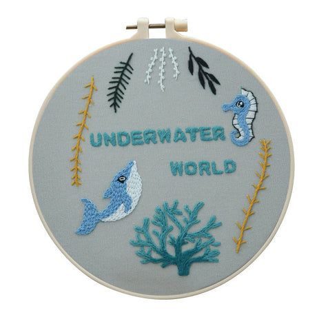 Animal embroidery wall art kit with bamboo stretch option