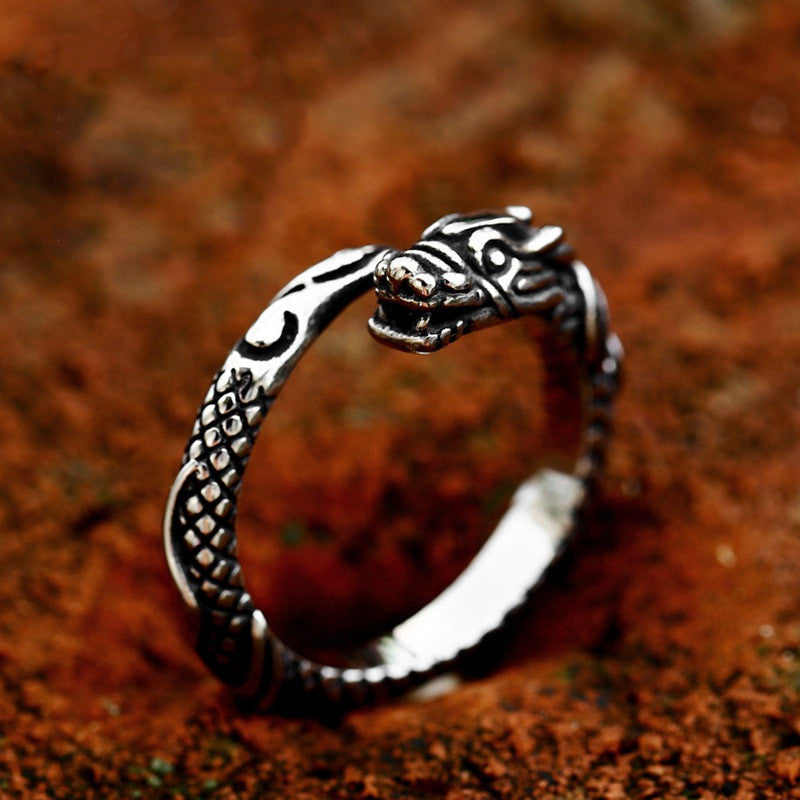 Stainless Steel Chinese Zodiac Dragon Shaped Ring