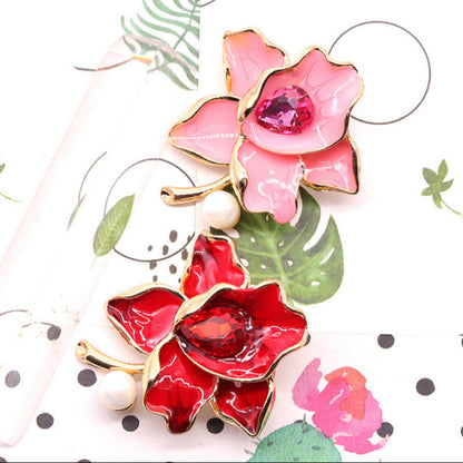 Simple Elegant Enamel Drop Oil Flower Brooch