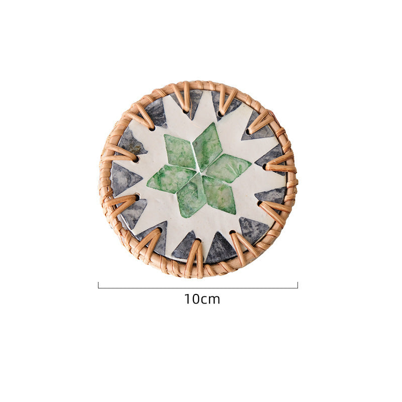 Rattan Shell Coaster Südostasiatische Hitze Isolierung Teetassen-Matten-Tee Anti-Scald