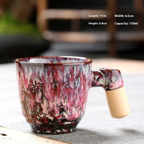 Kiln-changed Ceramic Cup Wooden Handle Teacup Small Coffee Cup-18