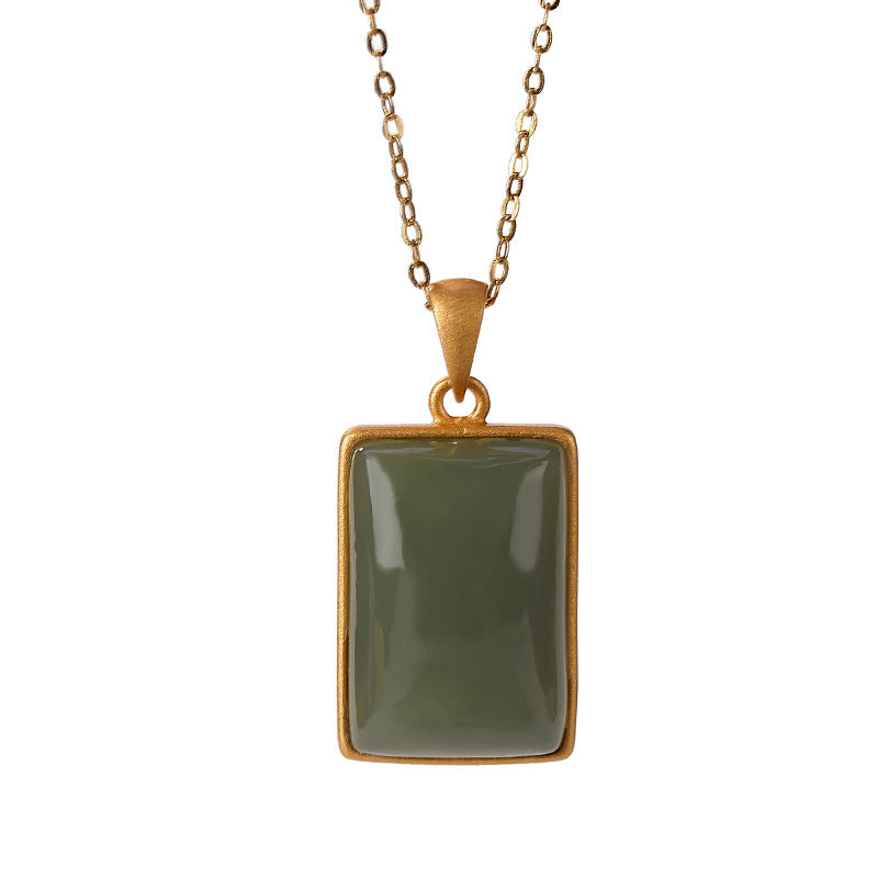 Sterling Silver Gold-plated Hetian Jade Sapphire Pendant