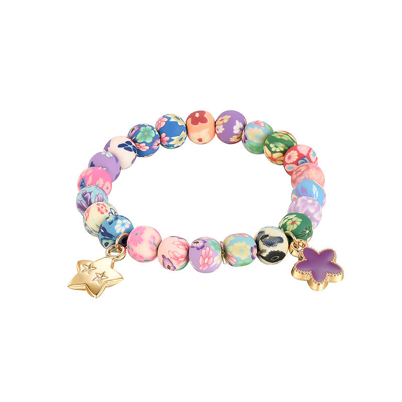 Suebito Bracelet Painted Flowers Suebito Bead Bracelet