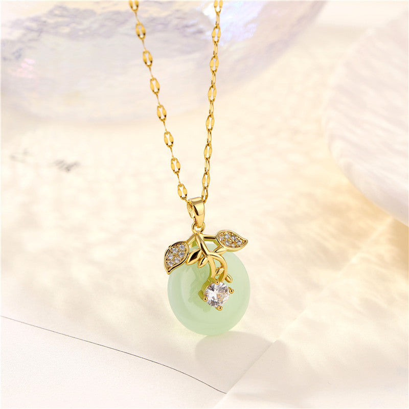 Women's Transparent Hetian Jade Safety Buckle Necklace