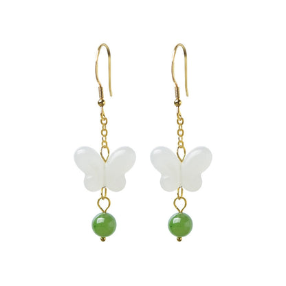 Women's Fashion Butterfly Hetian Jade Earrings