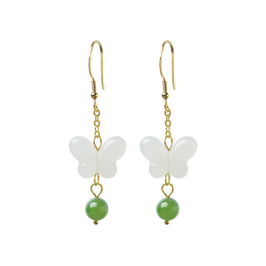 Women's Fashion Butterfly Hetian Jade Earrings