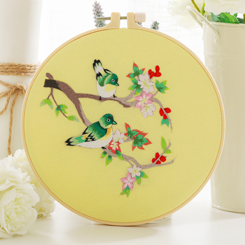 Chinese Style Flower and Bird Pattern Handmade Embroidery Material Kit-4