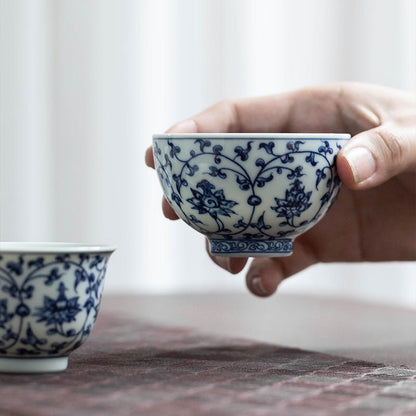 Office Blue And White Porcelain Tea Cup Kung Fu