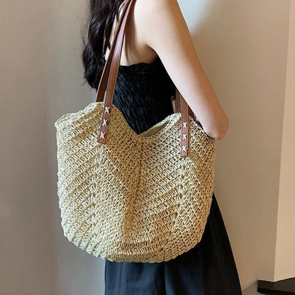 Vacation Style Single Shoulder Large Capacity Woven Bag