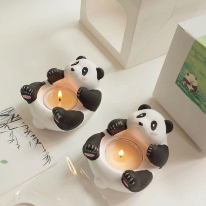 Cartoon Cute Panda Scented Candle Plaster Candle Holder-1