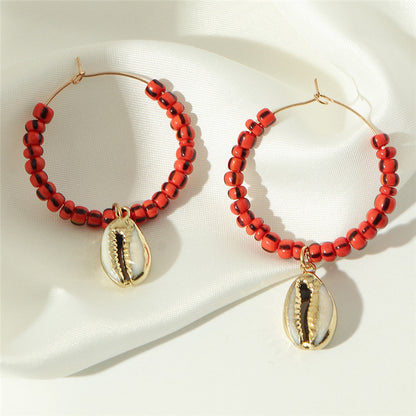 Temperament Color Rice Bead Earrings Popular Geometric Earrings